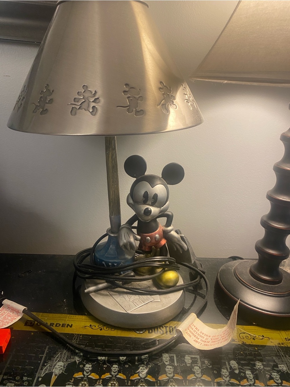 Disney Mickey Mouse Metal Table Lamp in Silver, Black, Red, Yellow